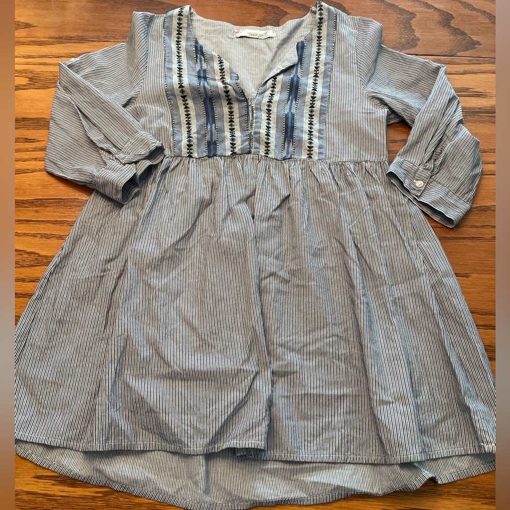 True Grit Blue Striped Tunic Top